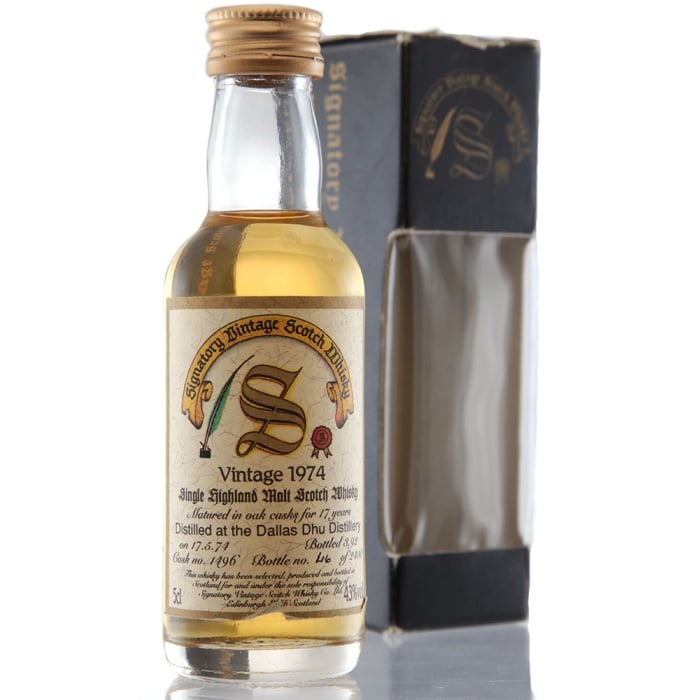 Dallas Dhu 1974 17 Year Old Signatory #1496 MINI 43% 5cl - RMW