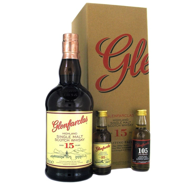 Glenfarclas 15 Year Old 70cl Tasting Pack with 25 and 105 Cask
