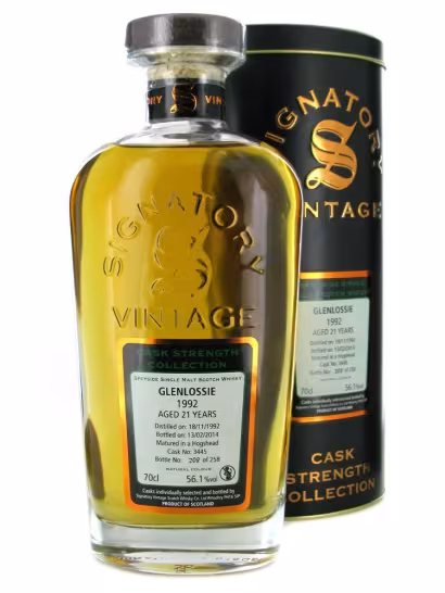 Glenlossie 1992 21 Year Old Signatory Cask Strength 56.1% 70cl