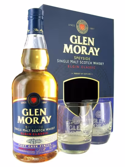 Glen Moray Port Cask Glass Pack 40% 70cl