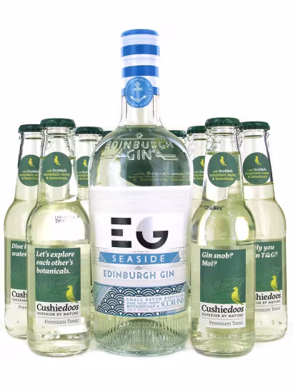 Edinburgh Seaside Gin & Cushiedoos 70cl + 12x200ml G&T Bundle