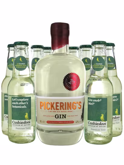 Pickerings Gin & Cushiedoos 70cl + 12x200ml G&T Bundle
