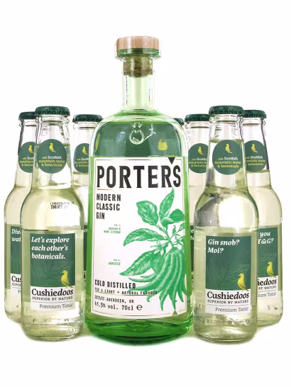 Porters Gin & Cushiedoos 70cl + 12x200ml G&T Bundle