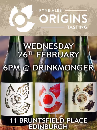 Fyne Ales Origins Tasting Wednesday 26th February 2020 Drinkmonger Bruntsfield 6pm