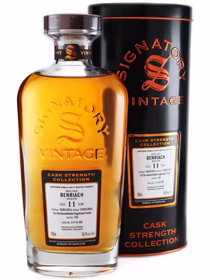 Benriach 2015 11 Year Old Signatory Cask Strength #103 FF Amontilado HHD Finish 58.6% 70cl