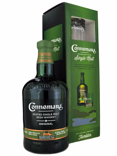 Connemara Peated Single Malt Irish Whiskey Tumbler Gift Pack 40% 70cl