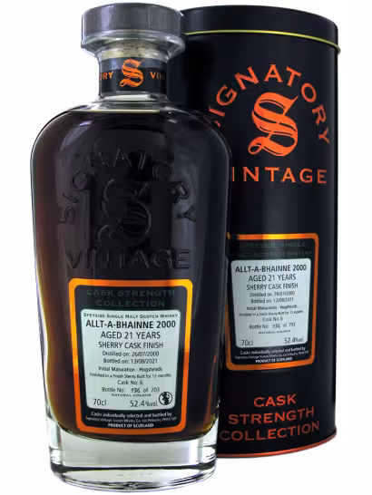 Allt A Bhainne 2000 21 Year Old Sherry Cask Finish Signatory Cask Strength 52.4% 70cl