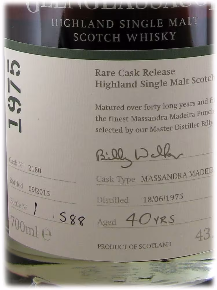 Glenglassaugh 1975 40 Year Old Massandra Maderira Puncheon 43.9% 70cl - Bottle No.1 of 588