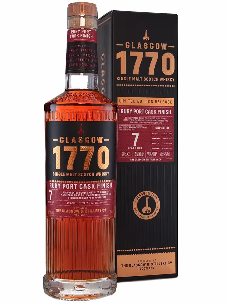 Glasgow 1770 7 Year Old Ruby Port Cask Matured 54% 70cl
